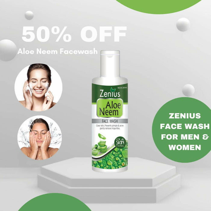 Zenius Aloe Neem Facewash for oily & dry skin, face wash for acne | 200ml
