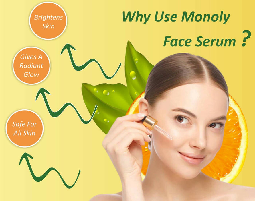 Monoly Booster & Anti- Ageing Face Serum For All Skin Types, Professional Vitamin C, Skin Brightening Serum, Skin Repair, Removes Dark Circles, Fine Lines & Sun Damage, Corrector Face Serum (30 ml)
