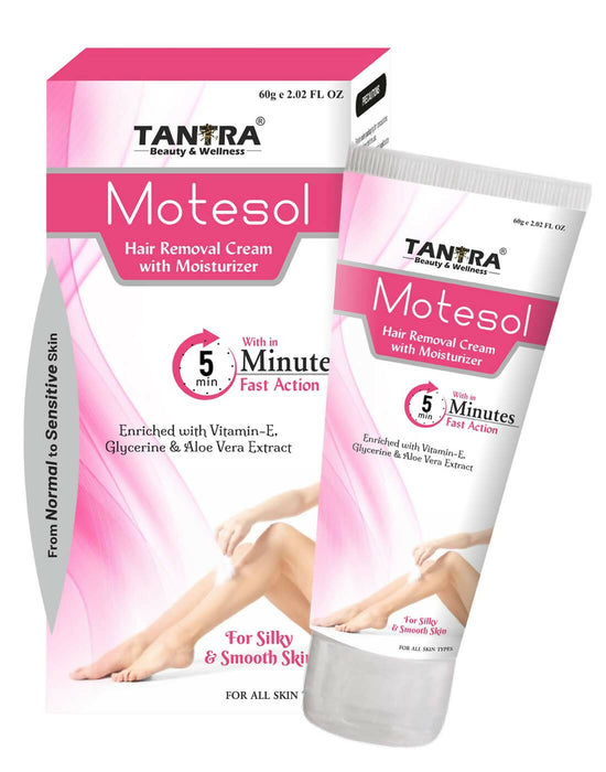 Tantraxx Motesol Hair Removal Cream with Moisturizer ,Vitamin-E , Glycerine & Aloe Vera for Women for Normal to Sensitive Skin (Pack of 2) 120 gm
