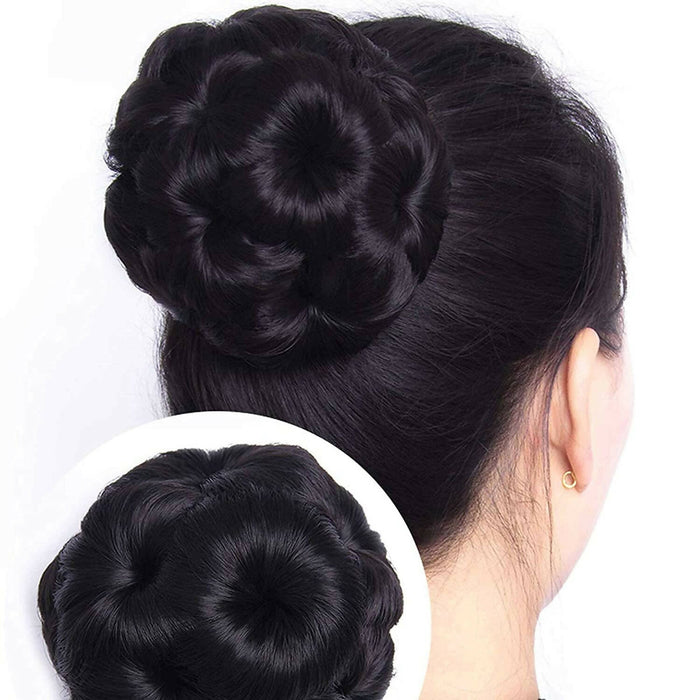 Women's Hair Clutchers Juda Bun With Artificial Synthetic Hair Extension Natural - Black