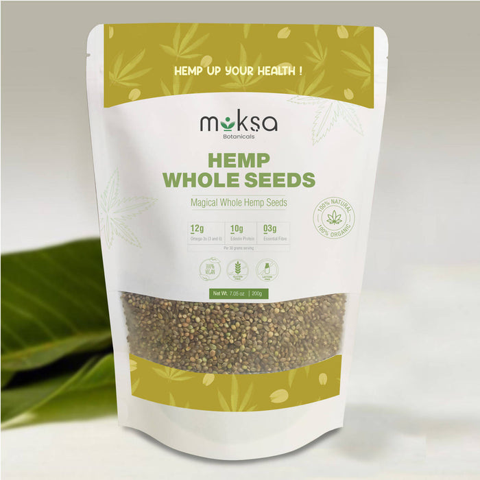 Moksa Hemp Seeds | Vegan | Helps in Digestion | Whole Hemp Seed | 200GM