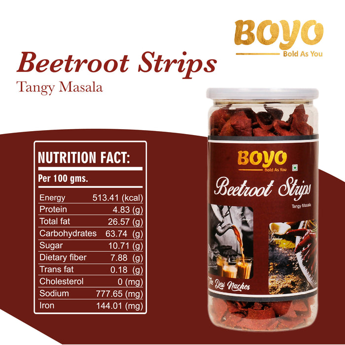 BOYO Healthy Snack Beetroots Strips Tangy Masala 150gm Evening Snacks