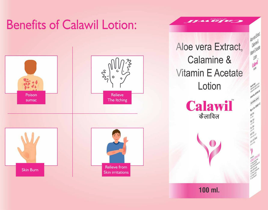 Cyrilpro Calawil Lotion for Very Dry Skin, Nourishing Body Milk with Aloe Vera Extract Calamin & Vatimin E Acetate For Men & Women (Pack of 2) 100 ml Each
