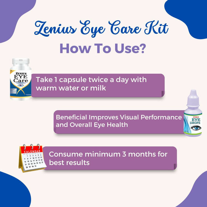 Zenius Eye Care Kit Beneficial Improves Visual Performance and Overall Eye Health. | 60 capsules + 30ml oil