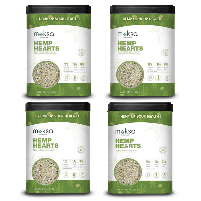 Moksa - Hemp Hearts | Shelled Hemp Seeds | Helps in Digestion | 250 x 4