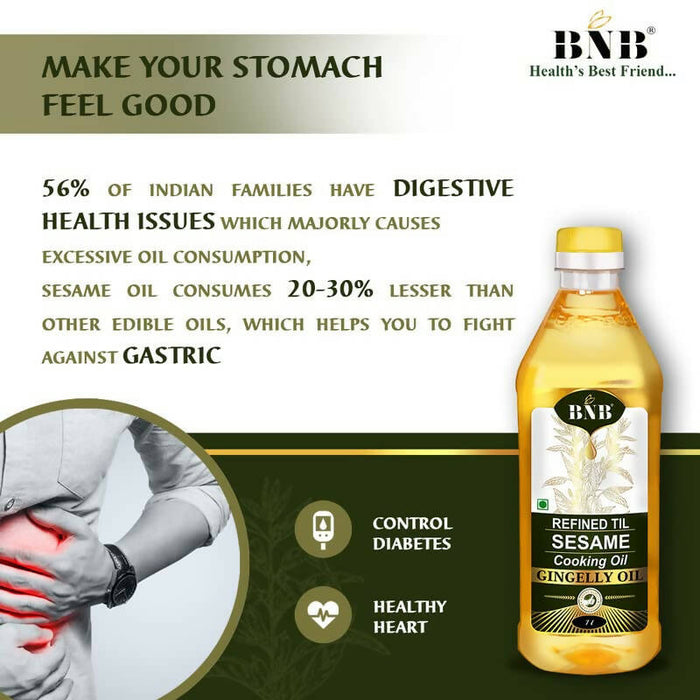 BNB Virgin & Refined Sesame Oil 2 Liter Healthy Monthly Combo Pack | Til Oil | Gingelly Oil | Cooking Oil | Low Trans-Fat | Non-Sticky | High in MUFA & PUFA | Helps To Maintain Cholesterol Level