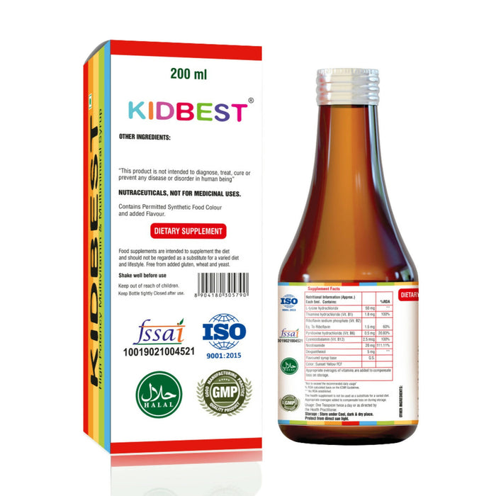HealthBest Kidbest Appetite Syrup for 3-13 Years Kids | Each 200ml | Pack of 3
