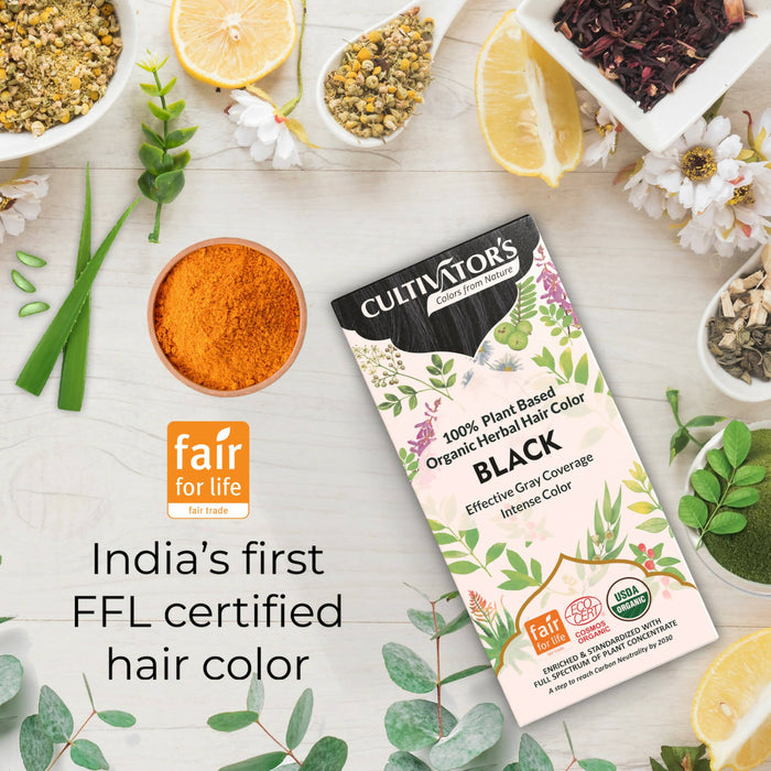 Cultivator's Organic Hair Colour - Herbal Hair Colour for Women and Men - Ammonia Free Hair Colour Powder - Natural Hair Colour Without Chemical, (Black) - 100g
