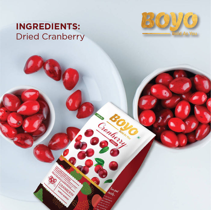 BOYO Dried Whole Cranberry 500g, Whole & Unsweetened, 100% Vegan & Gluten Free