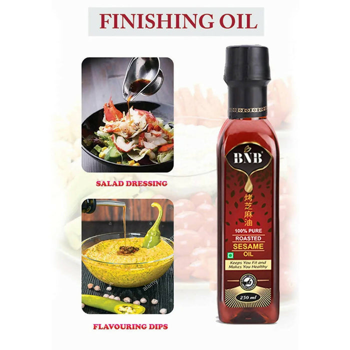 BNB Premium Refined Sesame Oil (500 ML) & Roasted Sesame Oil (250 ML) | Healthy Til Oil ( Gingelly Oil) & Toasted Sesame Oil |Antioxidant| 100% Pure | For Better Fitness | Gourmet | Keeps Food Healthy & Tasty | Premium 2 Combo Pack (750 ML)