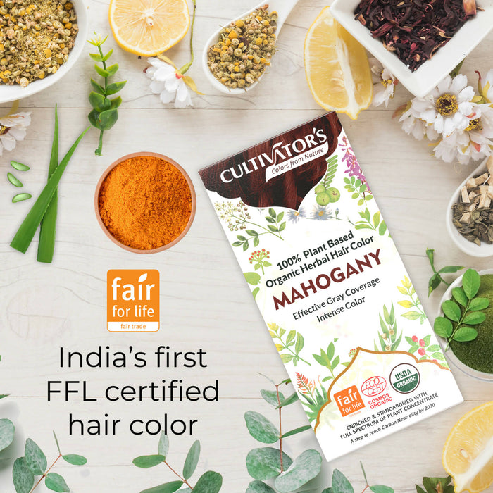 Cultivator's Organic Hair Colour - Herbal Hair Colour for Women and Men - Ammonia Free Hair Colour Powder - Natural Hair Colour Without Chemical, (Mahogany) - 100g