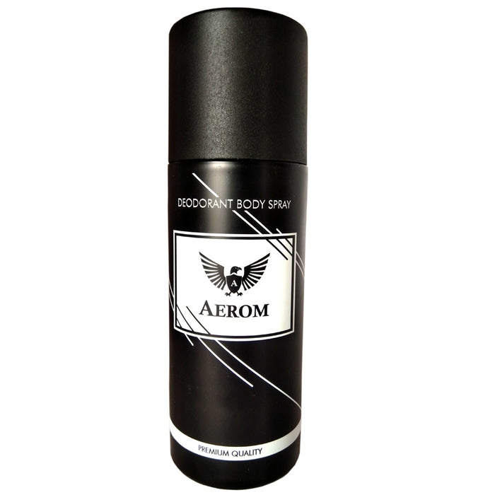 Aerom Black Premium Quality Deodorant Body Spray For Men, 150 ml (Pack of 1)