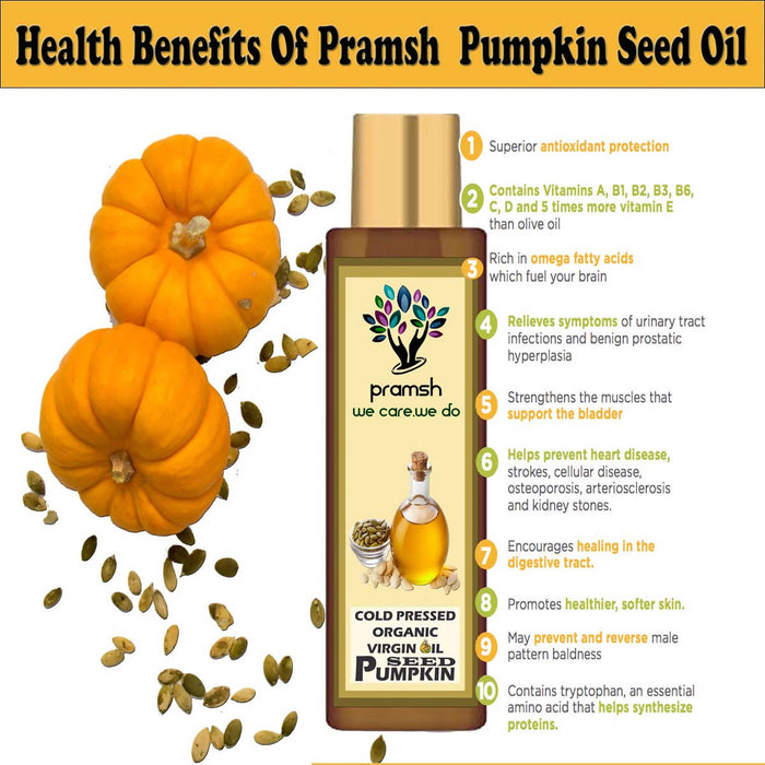 Pramsh Cold Pressed Organic Virgin Pumpkin Seed Oil 50ml Hair Oil Pack Of 2 (100ml) - Local Option