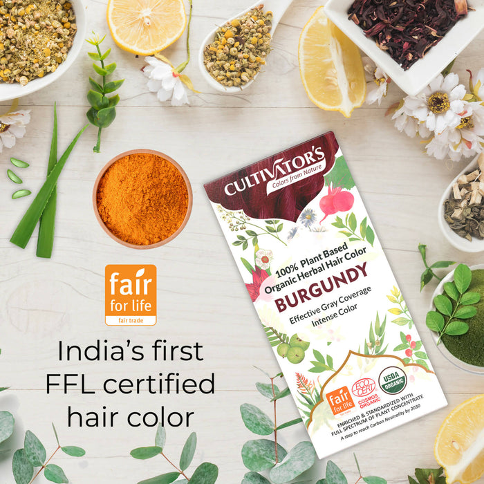 Cultivator's Organic Hair Colour - Herbal Hair Colour for Women and Men - Ammonia Free Hair Colour Powder - Natural Hair Colour Without Chemical, (Burgundy) - 100g