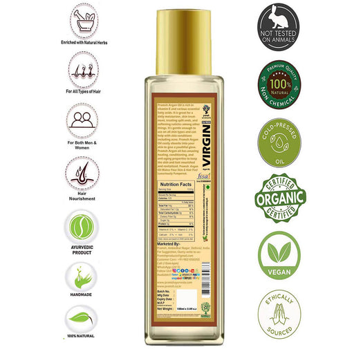 Pramsh Cold Pressed Organic Virgin Argan Oil For Hair, Skin & Face Care Hair Oil (100ml+50ml) Pack Of (150ml) - Local Option