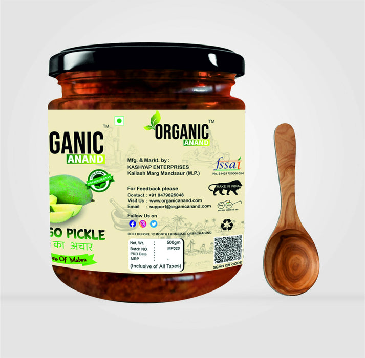 Organicanand Mango pickle (Aam ka achar) | Sour (Khatta) | 500 gm | Homemade, Authentic, No preservative
